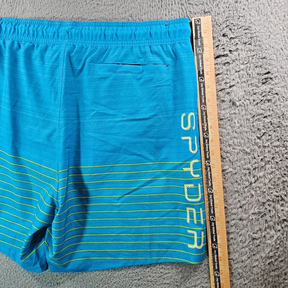NWT Spyder Swim Boards Trunks Shorts Men's XXL -Lined UV Protection Blue Striped